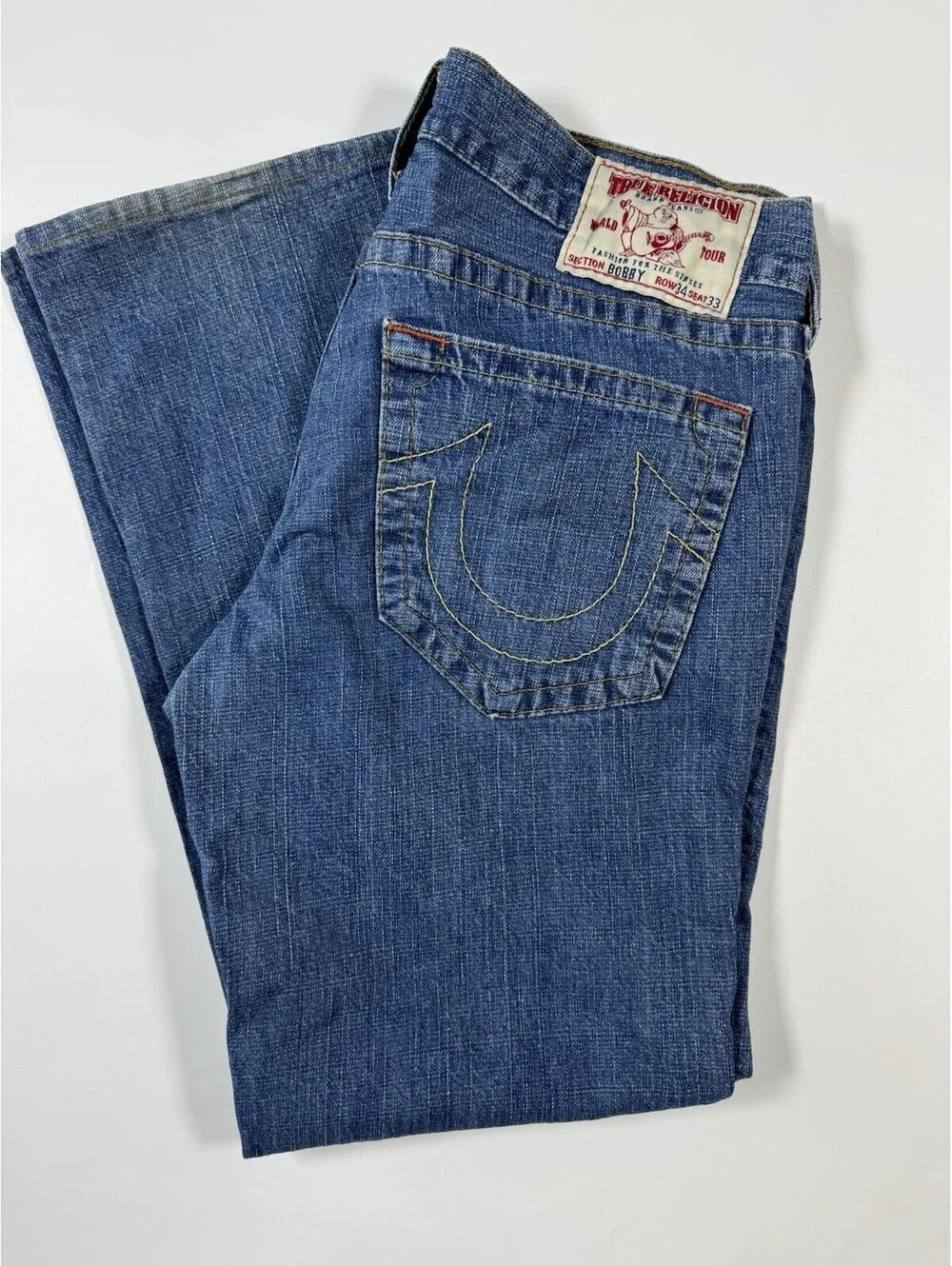 True Religion Bobby Jeans Men’s 34x30 (36x31) Made USA Straight Leg Medium Wash
